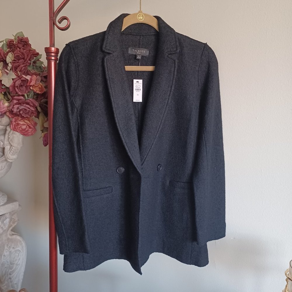 NWT Talbots black boiled wool jacket 2P